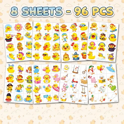 96 Cute Duck Temporary Tattoos for Kids | Party Favors