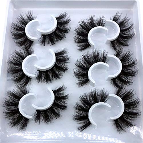 6 Pairs Fluffy 3D Faux Mink False Eyelashes (25mm)