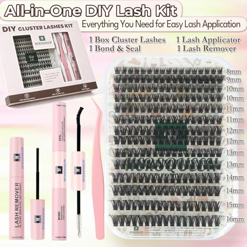 Cluster Lashes Extension Kit - 100P DIY Wispy with Bond & Remover