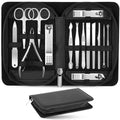 TEPRETER 15-Piece Nail Care Set with Stainless Steel Clippers & Leather Case