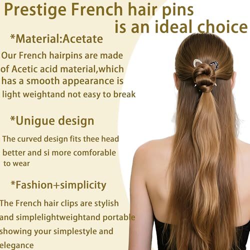 Prestige French Hair Pins - 4 PCS Tortoise Shell Styling Pins for Updos