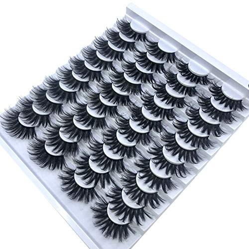 20 Pairs 25mm 3D Mink Lashes Bulk - Wispy Natural False Eyelashes