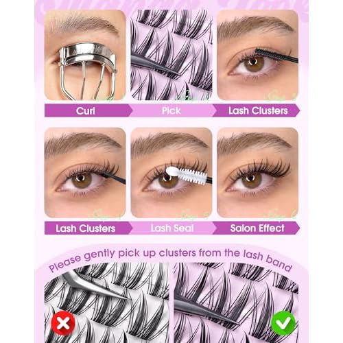 Bunny Lash Clusters Wipsy Lashes Manga Eyelash Clusters, 8-18MM C Curl Anime Eyelashes Cluster Natural Fairy Eyelash Extensions DIY Invisible Clear Band Individual Eye Lashes