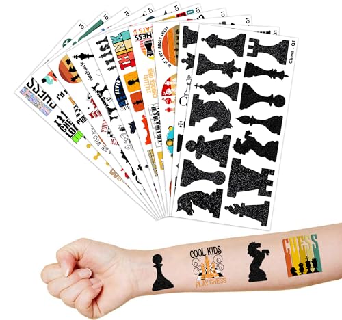 107 PCS Chess Temporary Tattoos for Kids - Waterproof