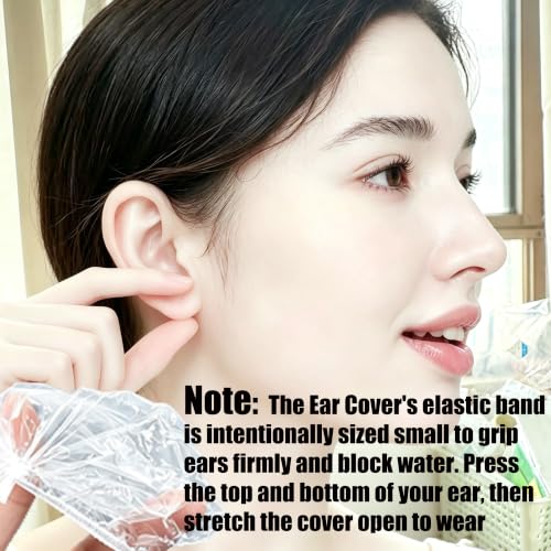 100pcs Disposable Waterproof Ear Covers for Hair Dye, Bathing & Travel - Elastic Clear Plastic (Variation of THIS listing: 100)