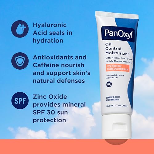 PanOxyl Oil Control Moisturizer SPF30 with Zinc 17% - 1.7 oz, Matte Finish, Non-Comedogenic
