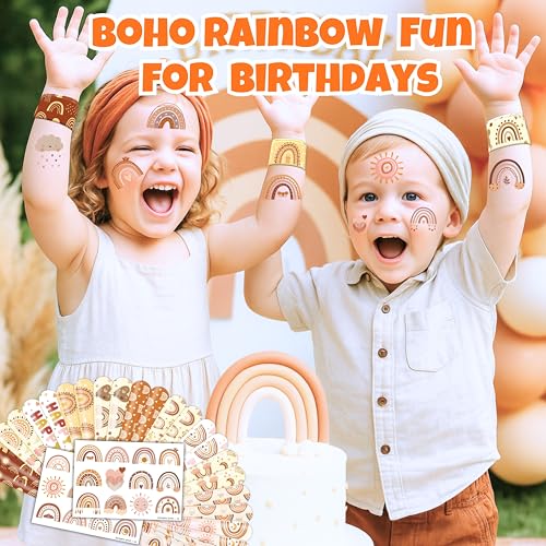 Boho Rainbow Party Set - 48 Temporary Tattoos & Slap Bracelets