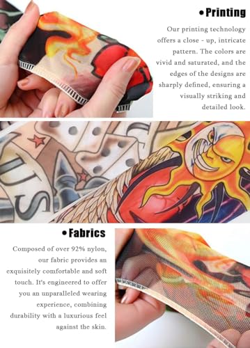 Kids Temporary Tattoo Sleeves - 10pcs Fake Slip-On Arm Sunscreen