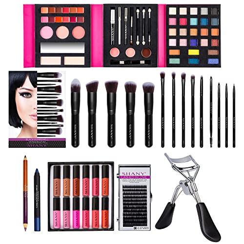 SHANY All-in-One Makeup Bundle Gift Set with Brushes & Eyelash Curler