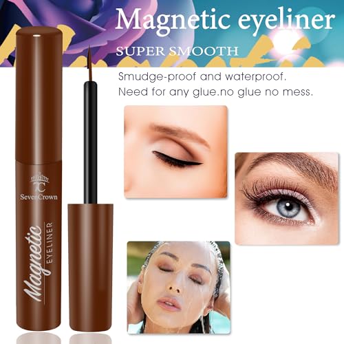 MENAKA Magnetic Lashes Nautral Looking False Eyelashes Russian Strip Lashes Mink Wispy Fluffy Lashes Pack D Curl Thick Full Volume Cat Eye Lashes 10 Pairs£¨2 black+2 brown)