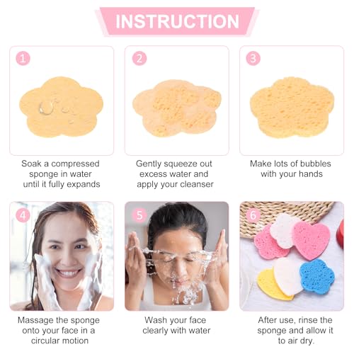 uxcell 120 Count Compressed Facial Sponges Heart-Shaped Face Cleansing Sponges Pads for Daily Skincare Routines at Home, Kitchen, Travel, Black