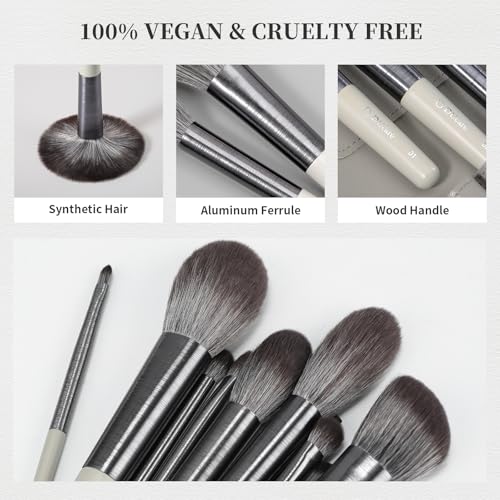 DUcare Makeup Brushes Set Professional 10pcs Synthetic, Foundation Blush Face Contour Powder Brush Eyeshadow Eyeliner Eyebrow Lip Liquid Cream Blending Essential