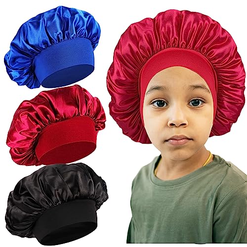 Kids Silk Bonnets for Sleeping - Set of 3
