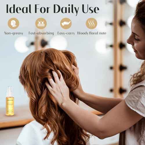 24K Gold Argan, Coconut, and Olive Oil Serum for Frizz Control, Shine, and Split End Repair - Nourishing Hair Treatment with Vitamin E, 2.02 fl oz, 60ml