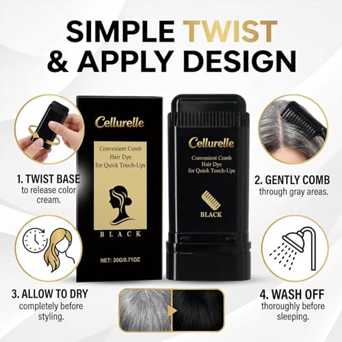 Instant Hair Dye Comb for Gray Roots - 2-in-1 Touch-Up Stick