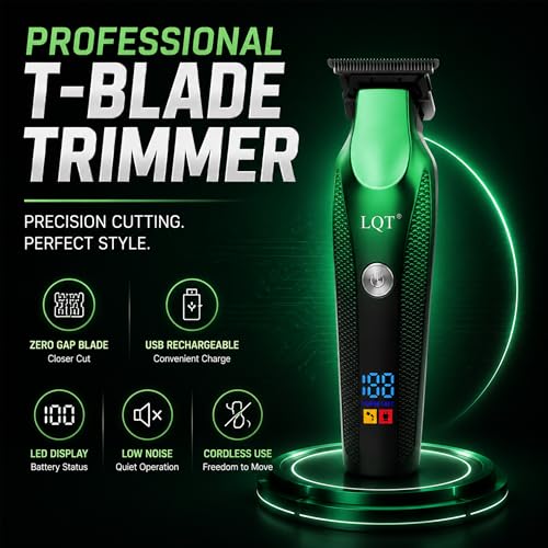 LQT-128 Cordless Beard Trimmer for Men, Rechargeable with LED Display, Grooming Gift Set