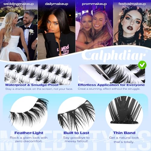 Spiky Bottom Lashes Individual Thick Volume Bottom Lash Clusters Manga Lower Eyelash Extensions 6-8MM Wispy Bottom Cluster Lashes 240pcs DIY Bottom Lash Extension at Home by calphdiar