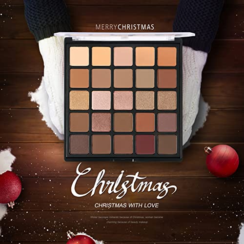 Nude Neutral Eyeshadow Palette, Matte and Shimmer Eye Shadows Long Lasting Blendable Eyeshadow with Makeup Brushes Set Warm Brown Waterproof High Pigment Powder Pallet 25B