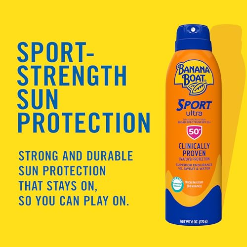 Banana Boat Sport Ultra SPF 50 Sunscreen Spray, 9.5oz | Banana Boat Sunscreen Spray SPF 50, Oxybenzone Free Sunscreen, Spray On Sunscreen, Water Resistant Sunscreen, Family Size Sunscreen, 9.5oz