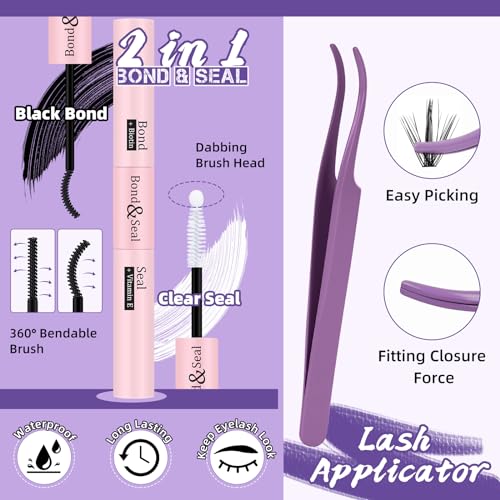 Lash Extension Kit for Beginners Eyelash Extension Kit Manga Lash Clusters Kit 280 PCS Individual Lashes Kit Volume 40D+50D Soft C Curl Eye Lash Extension Lash Kit(Manga-40D+50D-C-9-16MIX)