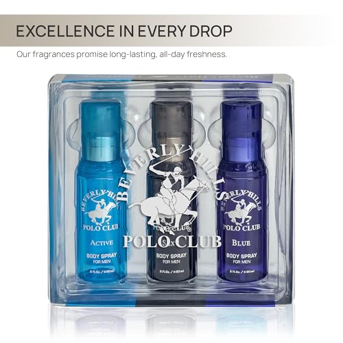 Beverly Hills Polo Club Men's Body Spray 3-Piece Set