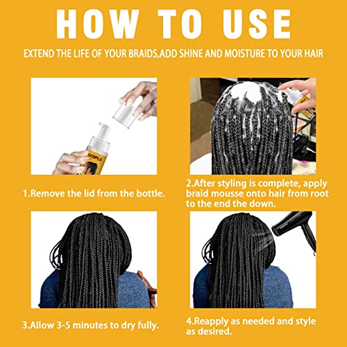 Braid Mousse for Braids, Twists & Locs - No Flake Hold 8oz