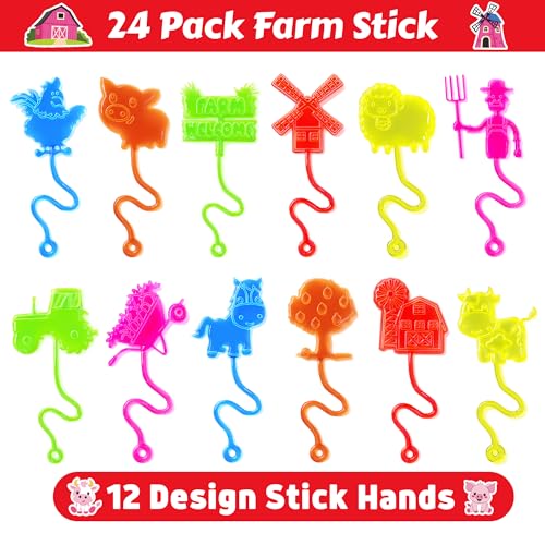 48Pcs Farm Party Favors - Stick Hands & Temporary Tattoos