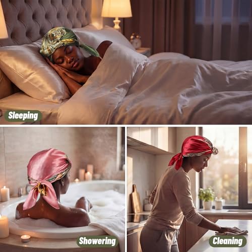 2-in-1 Silk Press Wrap Cap & Scarf for Nighttime Hair Care