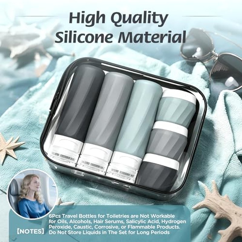 6-Piece TSA Approved Travel Toiletries Bottles Set