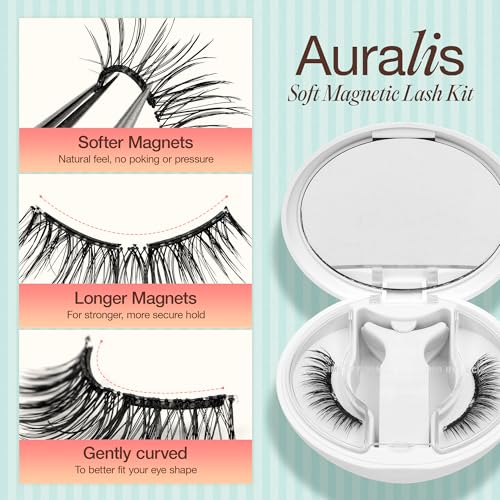 LASHVIEW Upgrade Magnetic Eyelashes with Applicator, Reusable Soft Magnetic Lashes Natural Look with 0.17mm Ultra-Thin Magnets No Glue Needed Easy to Wear and Remove-N24