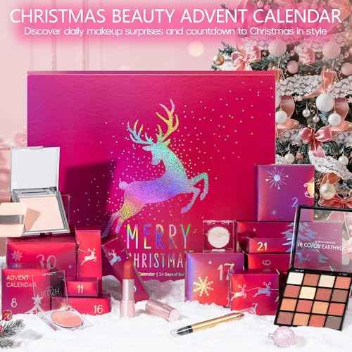 Makeup Advent Calendar 2025, 24 Days Advent Beauty Calendar for Adults Women Teen Girl Gifts Trendy Stuff Christmas Countdown Calendars Holiday Surprise Gift for Mom Wife Girlfriend Friends Her Sister