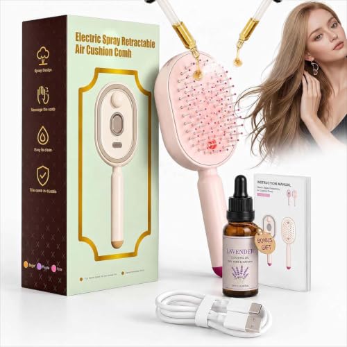 Electric Spray Hair Brush with Red Light & Mist - Anti-Static