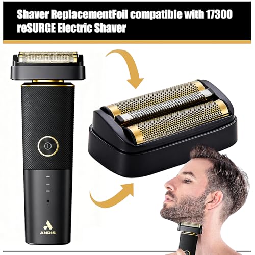 Shaver Replacement Golden Foil and Cutters compatible with Andis 17155 Pro lithium titanium foil shaver Replacement Heads(2 pack Black)