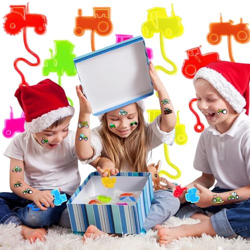 48-Piece Tractor Party Favors - Sticky Hands & Temporary Tattoos