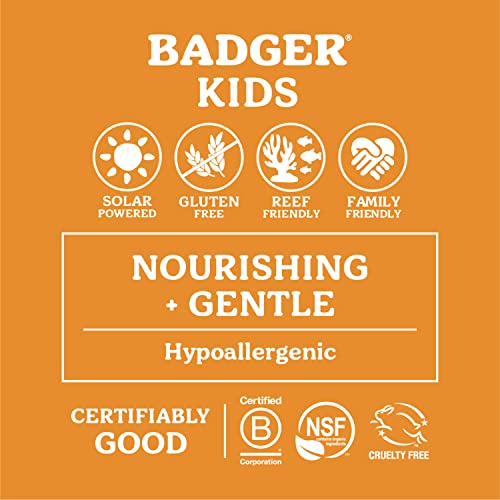 Badger Kids Mineral Sunscreen Cream SPF 40, 98% Organic Ingredients, Zinc Oxide Sunscreen for Kids Face & Body, Water Resistant, Reef Friendly, Hawaii Approved Sunblock, 2.9 fl oz, 2-Pack