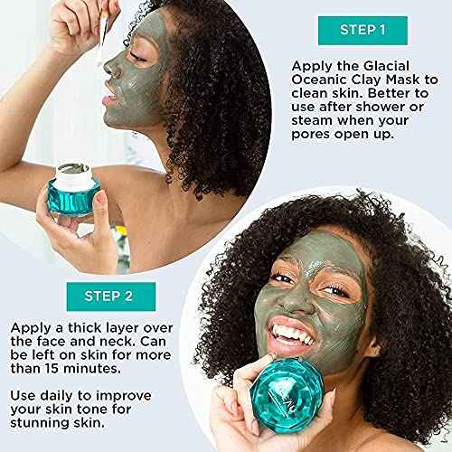 Bl'eau Glacial Oceanic Clay Mask - NSF Certified - Detox/Rehydrate/Repair, 50 g ? Net Wt. 1.8 oz