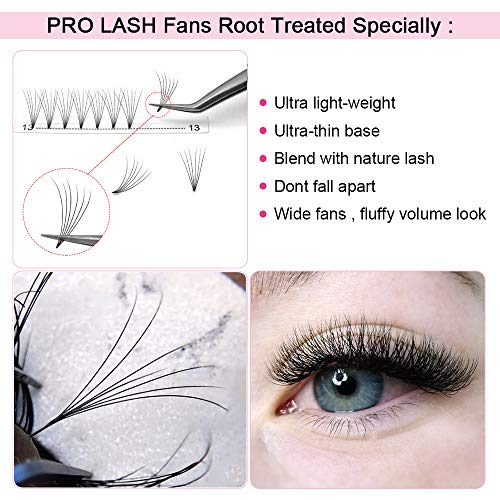 Premade Volume Eyelash Extensions 4D-C-0.07-9 Short Stem Premade Fans Eyelash Extensions Volume Lash Extensions .07 .10 Premade Volume Fans Pre made Lash Fans C D curl(4D-C-0.07,9mm)