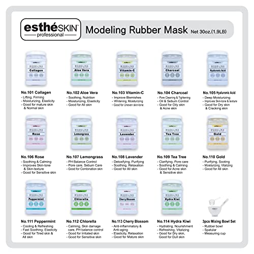 Peel Off Type Modeling Rubber Mask Powder Jar for Facial Skin Care Treatment (30oz) 850g, Measuring Spoon Included (30oz, 109.Tea Tree)