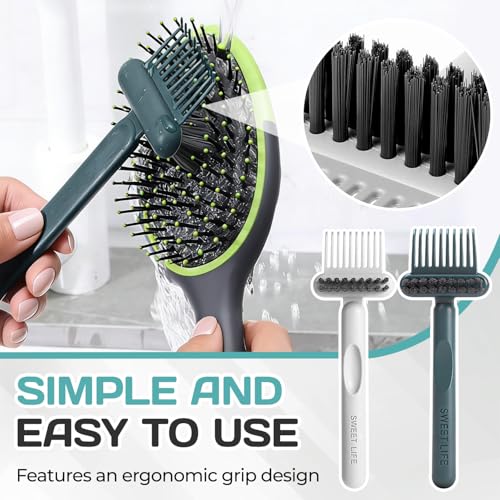 Gray 2-in-1 Hair Brush Cleaning Tool for Home & Salon - Portable