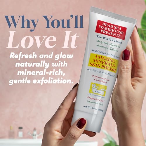Dead Sea Warehouse ? Amazing Minerals Skin Polish ? 8.8 OZ ? Dead Sea Salt Face & Body Scrub ? All Natural Exfoliating Cleanser ? Unscented ? 2-Pack
