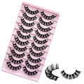 10 Pairs DD Curl 3D Russian Strip Lashes - Fluffy Reusable