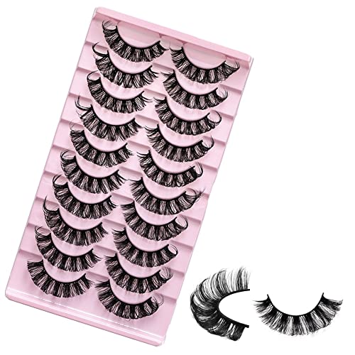10 Pairs DD Curl 3D Russian Strip Lashes - Fluffy Reusable
