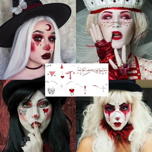 Halloween Face Makeup Tattoos Stickers - 12 Sheets Waterproof