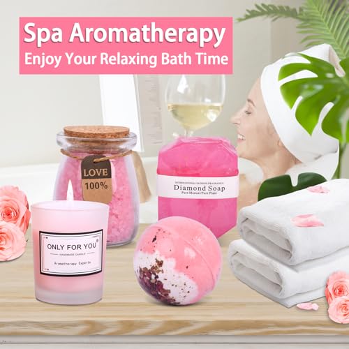 Birthday Gifts for Women, Relaxing Spa Gift Basket Set, Thoughtful and Distinctive Presents for Women, Ideal for Holiday Gifting to Loved Ones Like Mom, Sister, Friend, Wife, and Teacher,Pink