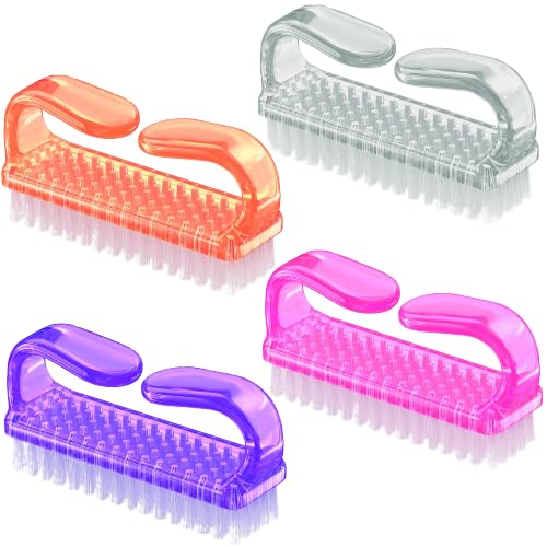 Plastic Nail Brush 4 Pcs Set - Ergonomic Fingernail & Pedicure Cleaning Brushes for Men Women - Variation of THIS listing