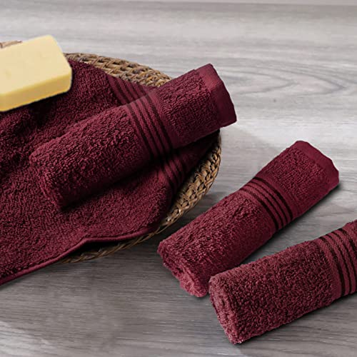 Belizzi Home Ultra Soft Cotton Washcloths, Contains 24 Piece Face Cloths 12x12 inch, Ideal for Everyday use Face Towels, Compact & Lightweight Multi Purpose Washcloths - Burgundy