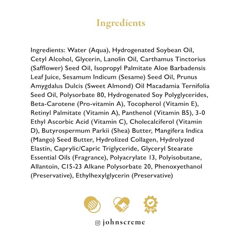 John's Vitamin E, A & D Collagen Cream ? 16 oz Aloe-Enriched Moisturiser for Face & Body ? Nourishing Vitamin E Skin Cream for Dry, Sensitive Skin
