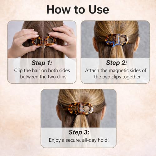Magnetic Hair Clips for Women, No Crease, Strong Hold (2-Pack)