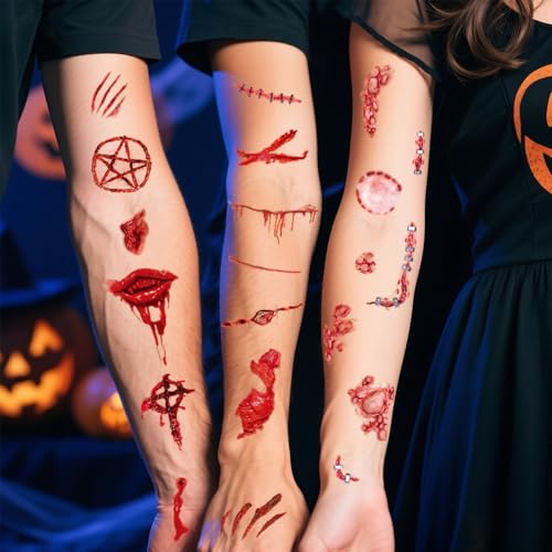 30 Pcs Halloween Fake Scars Temporary Tattoo Stickers