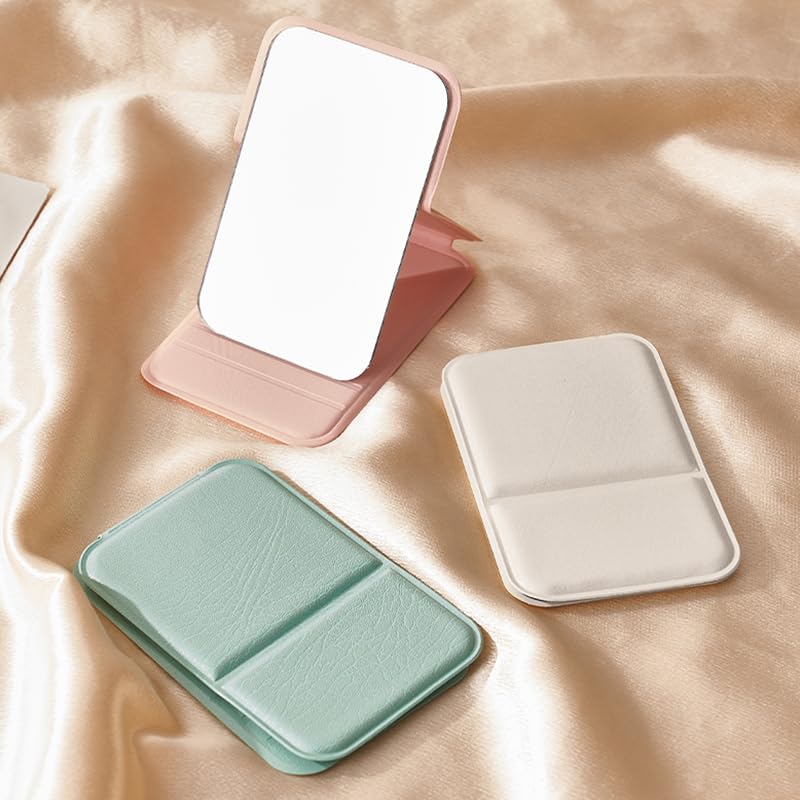Compact Portable Makeup Mirror with Snap Cover - Green